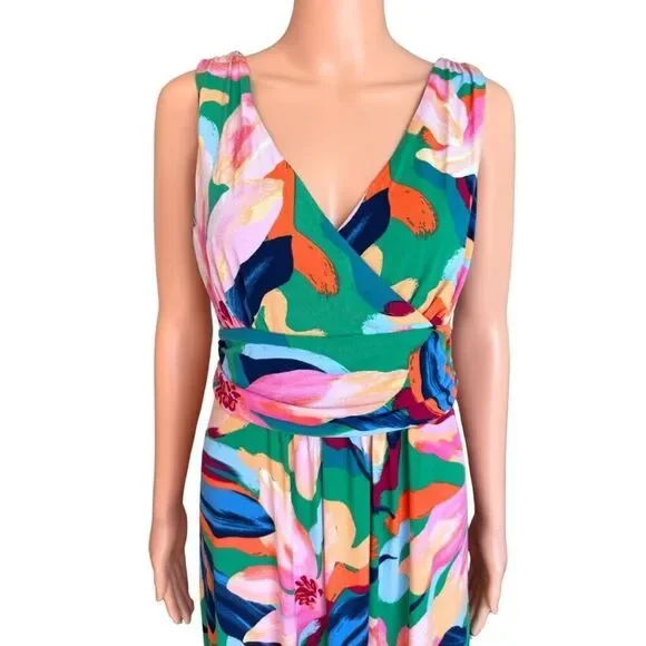 Pappagallo Floral Print Maxi Dress Small Tropical Boho Bright Summer Wedding - Picture 4 of 6